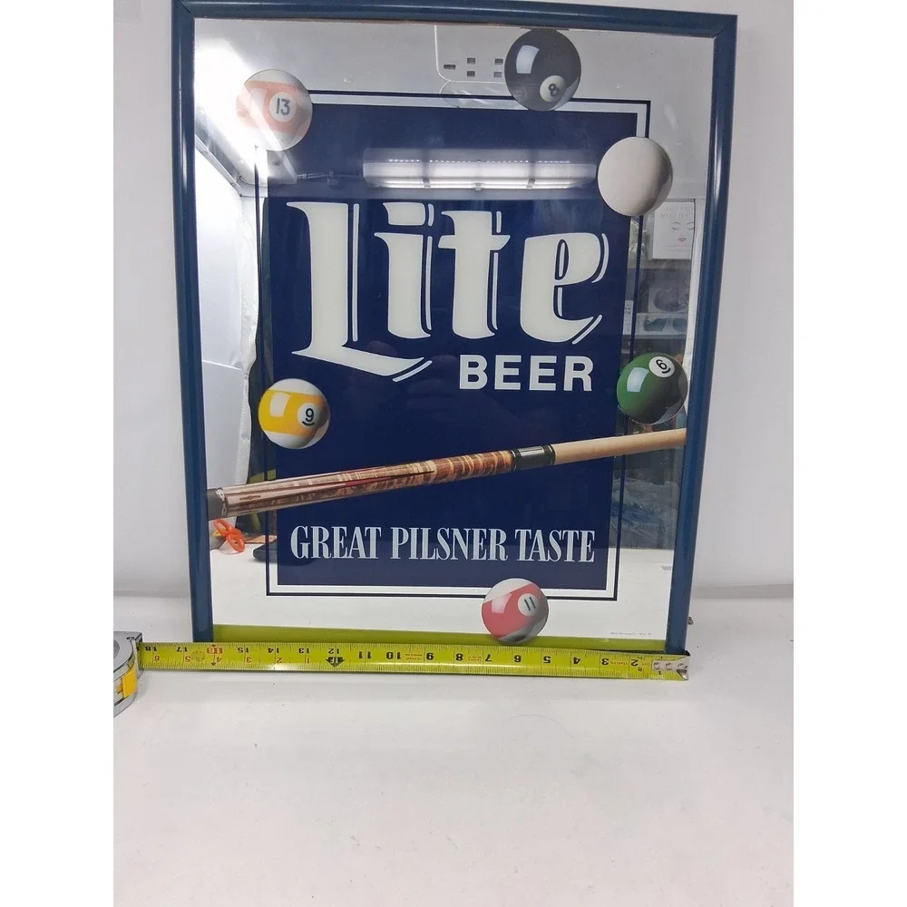 Vintage Miller Light Beer Billiards Mirror